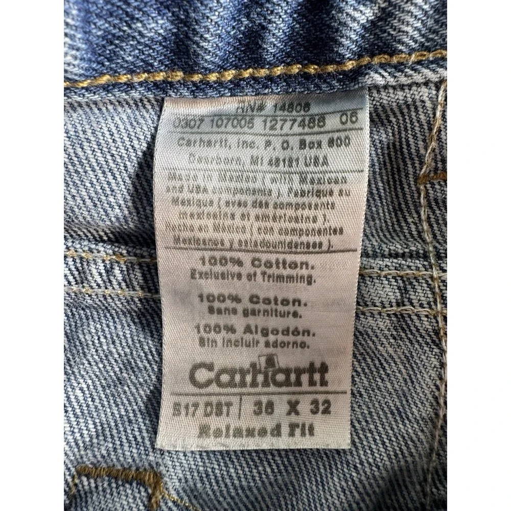 Carhartt B17 DST Relaxed Fit Tapered Leg Blue Denim Jeans Mens 36x32 (35x31.5)